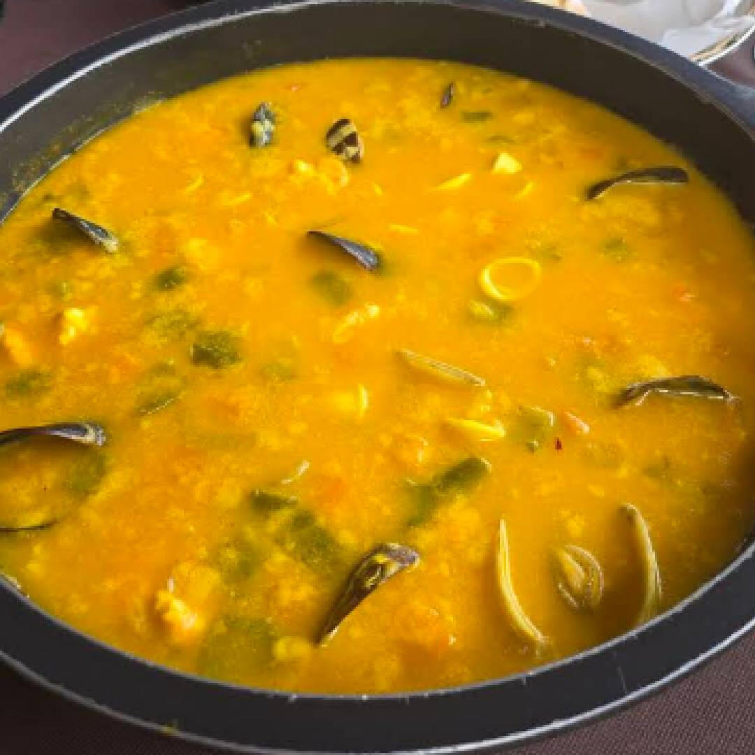 Arroz caldoso de marisco en Restaurante Las Aguas, San Juan de la Rambla